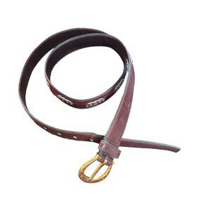 Vintage Louis International Made In Italy Equestrian Brown Leather Belt Size 38